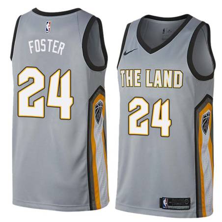 Gray Fred Foster Twill Basketball Jersey -Cavaliers #24 Foster Twill Jerseys, FREE SHIPPING