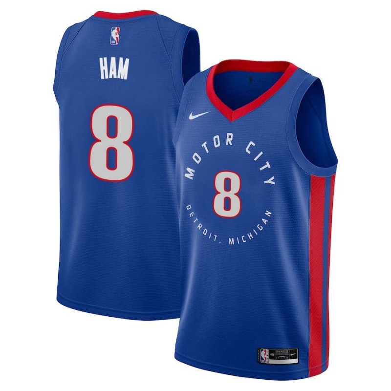 2020-21City Darvin Ham Pistons #8 Twill Basketball Jersey FREE SHIPPING