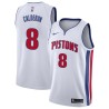 White Jose Calderon Pistons #8 Twill Basketball Jersey FREE SHIPPING