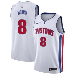 White Markieff Morris Pistons #8 Twill Basketball Jersey FREE SHIPPING