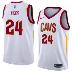 White Carl Nicks Twill Basketball Jersey -Cavaliers #24 Nicks Twill Jerseys, FREE SHIPPING