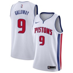 White Langston Galloway Pistons #9 Twill Basketball Jersey FREE SHIPPING