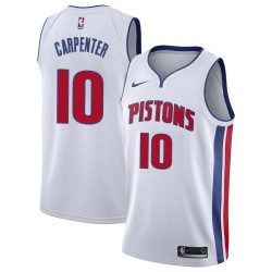 White Bob Carpenter Pistons #10 Twill Basketball Jersey FREE SHIPPING