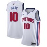 White Fred Scolari Pistons #10 Twill Basketball Jersey FREE SHIPPING