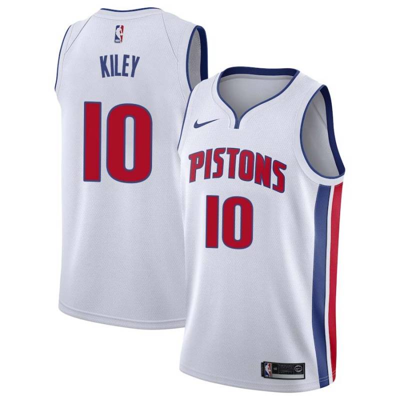 White Jack Kiley Pistons #10 Twill Basketball Jersey FREE SHIPPING