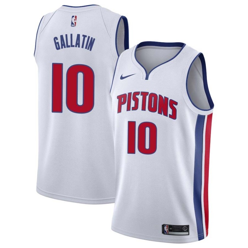 White Harry Gallatin Pistons #10 Twill Basketball Jersey FREE SHIPPING