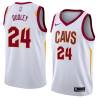 White Chris Dudley Twill Basketball Jersey -Cavaliers #24 Dudley Twill Jerseys, FREE SHIPPING
