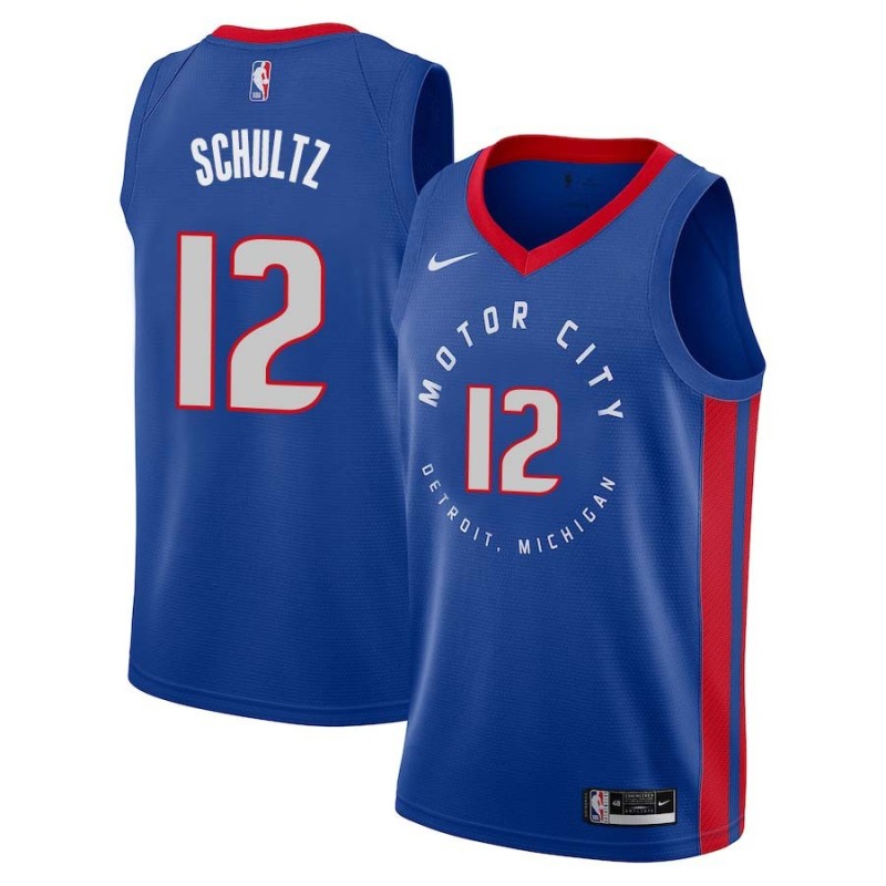 2020-21City Howie Schultz Pistons #12 Twill Basketball Jersey FREE SHIPPING