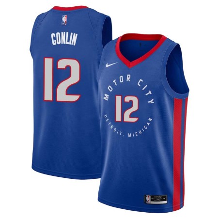 2020-21City Ed Conlin Pistons #12 Twill Basketball Jersey FREE SHIPPING