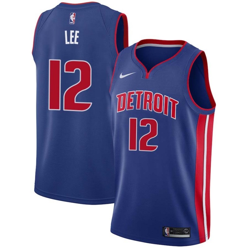 Blue George Lee Pistons #12 Twill Basketball Jersey FREE SHIPPING