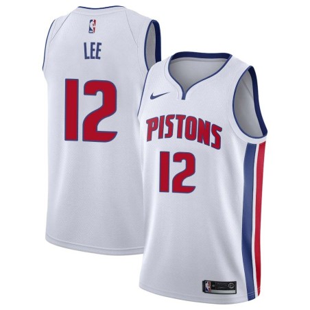 White George Lee Pistons #12 Twill Basketball Jersey FREE SHIPPING