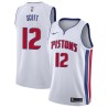 White Ray Scott Pistons #12 Twill Basketball Jersey FREE SHIPPING