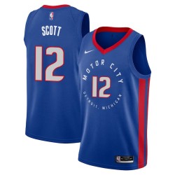 2020-21City Ray Scott Pistons #12 Twill Basketball Jersey FREE SHIPPING