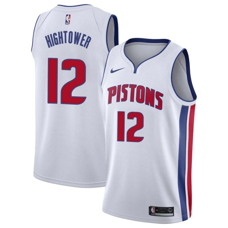 White Wayne Hightower Pistons #12 Twill Basketball Jersey FREE SHIPPING