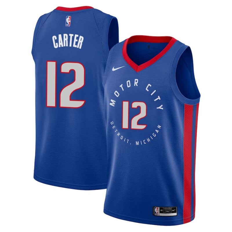 2020-21City George Carter Pistons #12 Twill Basketball Jersey FREE SHIPPING