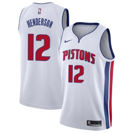 White Gerald Henderson Pistons #12 Twill Basketball Jersey FREE SHIPPING