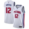 White Gerald Henderson Pistons #12 Twill Basketball Jersey FREE SHIPPING