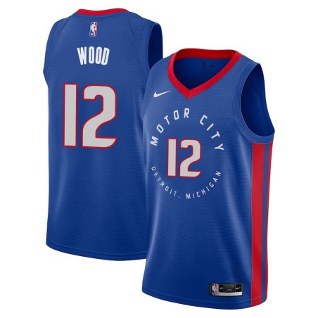 2020-21City David Wood Pistons #12 Twill Basketball Jersey FREE SHIPPING