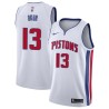 White Mehmet Okur Pistons #13 Twill Basketball Jersey FREE SHIPPING