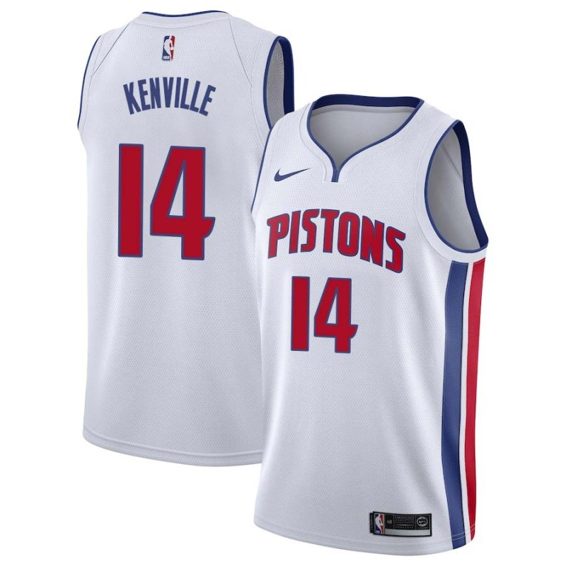 White Billy Kenville Pistons #14 Twill Basketball Jersey FREE SHIPPING