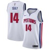 White Malik Sealy Pistons #14 Twill Basketball Jersey FREE SHIPPING