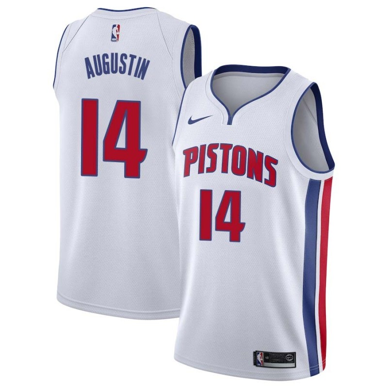 White DJ Augustin Pistons #14 Twill Basketball Jersey FREE SHIPPING