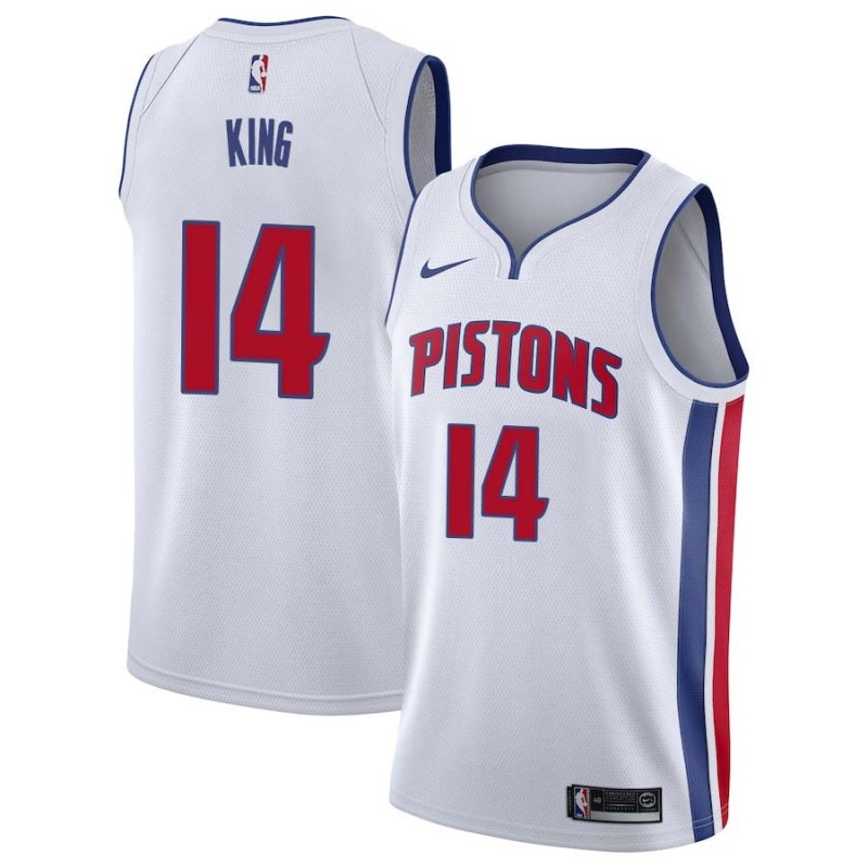 White Louis King Pistons #14 Twill Basketball Jersey FREE SHIPPING