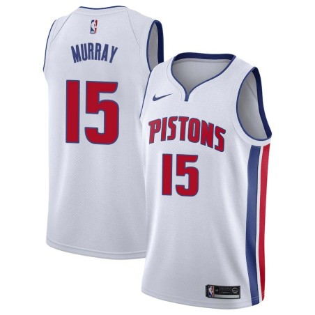 White Ken Murray Pistons #15 Twill Basketball Jersey FREE SHIPPING