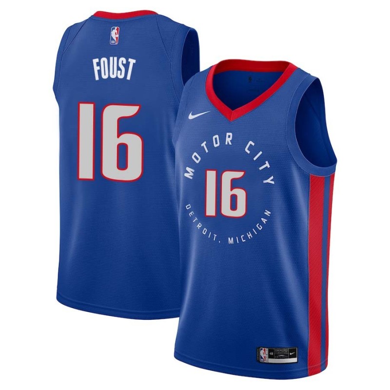 2020-21City Larry Foust Pistons #16 Twill Basketball Jersey FREE SHIPPING
