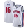 White Phil Jordon Pistons #16 Twill Basketball Jersey FREE SHIPPING