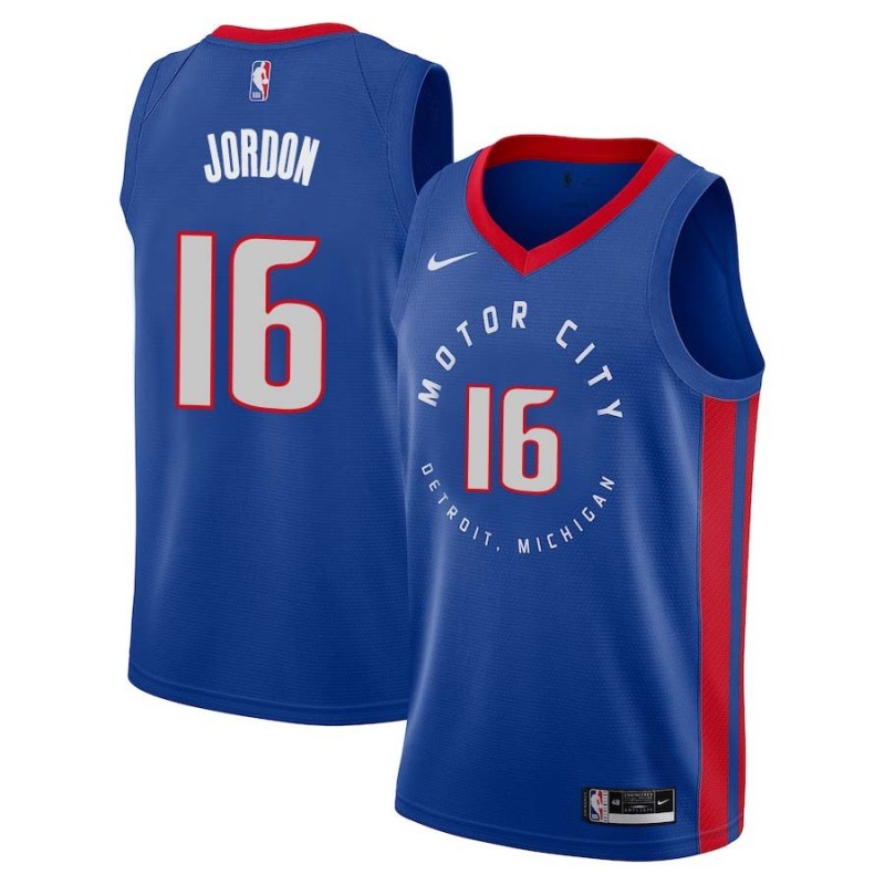 2020-21City Phil Jordon Pistons #16 Twill Basketball Jersey FREE SHIPPING