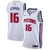 White Joe Strawder Pistons #16 Twill Basketball Jersey FREE SHIPPING