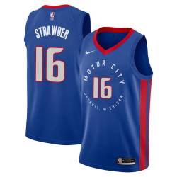 2020-21City Joe Strawder Pistons #16 Twill Basketball Jersey FREE SHIPPING