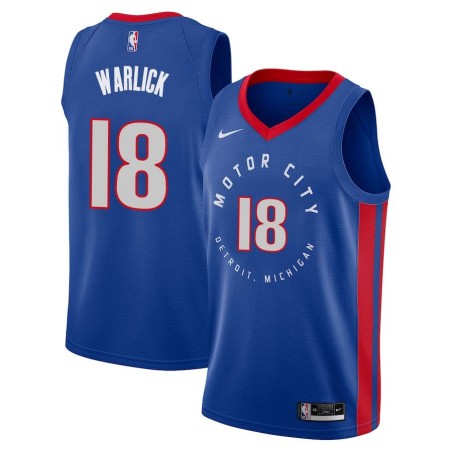 2020-21City Bob Warlick Pistons #18 Twill Basketball Jersey FREE SHIPPING