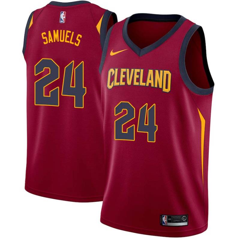 Burgundy Samardo Samuels Twill Basketball Jersey -Cavaliers #24 Samuels Twill Jerseys, FREE SHIPPING