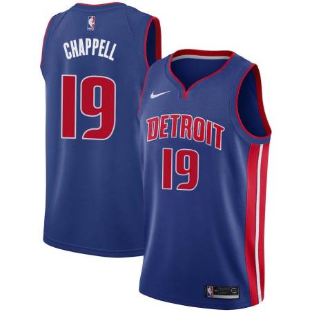 Blue Len Chappell Pistons #19 Twill Basketball Jersey FREE SHIPPING