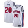 White Bob Tough Pistons #20 Twill Basketball Jersey FREE SHIPPING