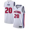 White Hub Reed Pistons #20 Twill Basketball Jersey FREE SHIPPING