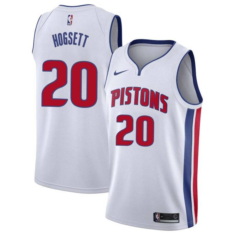 White Bob Hogsett Pistons #20 Twill Basketball Jersey FREE SHIPPING