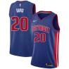 Blue Jim Davis Pistons #20 Twill Basketball Jersey FREE SHIPPING