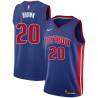 Blue Roger Brown Pistons #20 Twill Basketball Jersey FREE SHIPPING