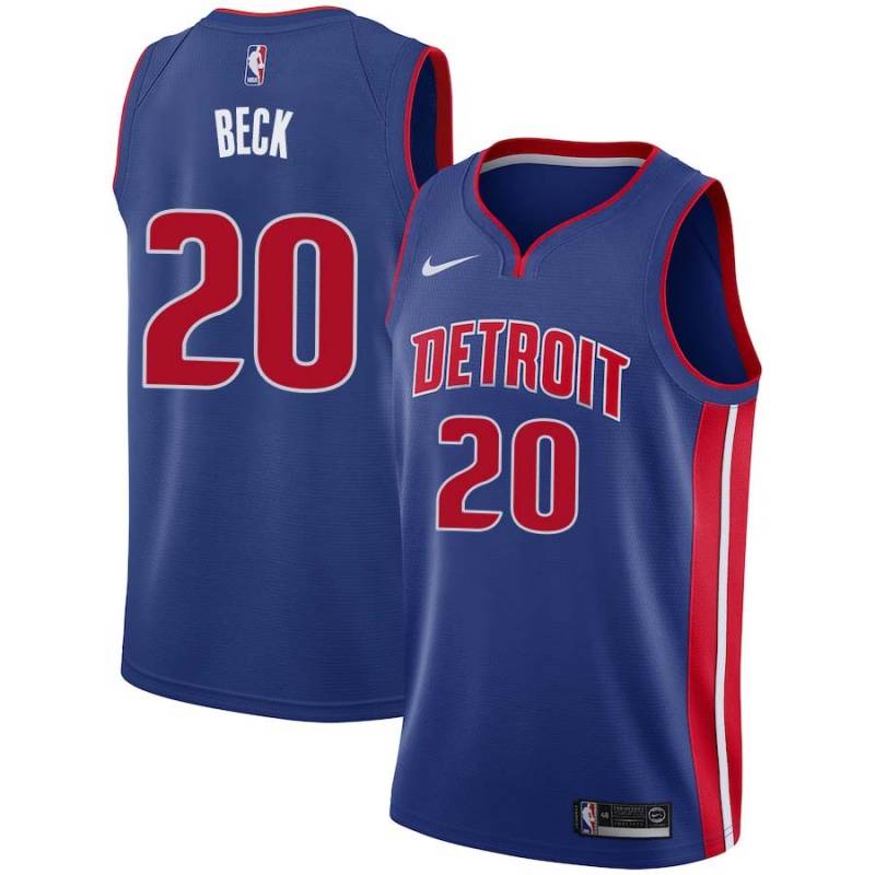 Blue Corey Beck Pistons #20 Twill Basketball Jersey FREE SHIPPING