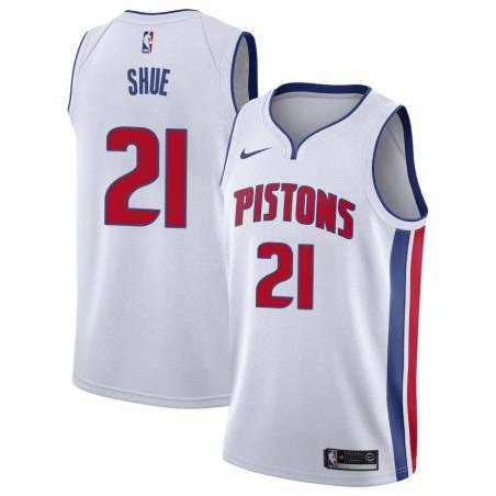 White Gene Shue Pistons #21 Twill Basketball Jersey FREE SHIPPING