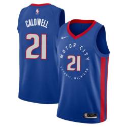 2020-21City Joe Caldwell Pistons #21 Twill Basketball Jersey FREE SHIPPING