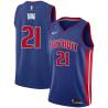 Blue Dave Bing Pistons #21 Twill Basketball Jersey FREE SHIPPING