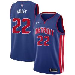 Blue John Salley Pistons #22 Twill Basketball Jersey FREE SHIPPING