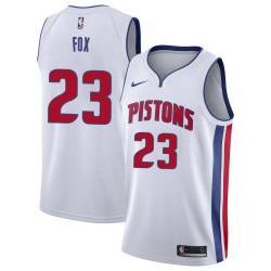 White Jim Fox Pistons #23 Twill Basketball Jersey FREE SHIPPING