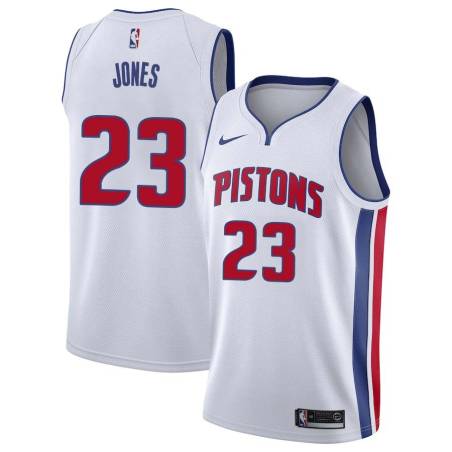 White Charles Jones Pistons #23 Twill Basketball Jersey FREE SHIPPING