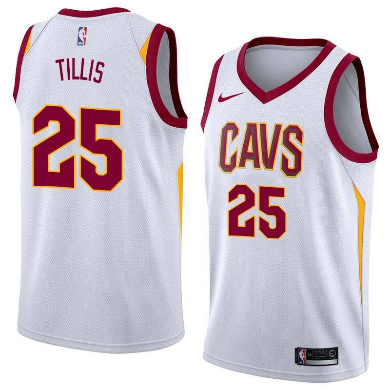 White Darren Tillis Twill Basketball Jersey -Cavaliers #25 Tillis Twill Jerseys, FREE SHIPPING