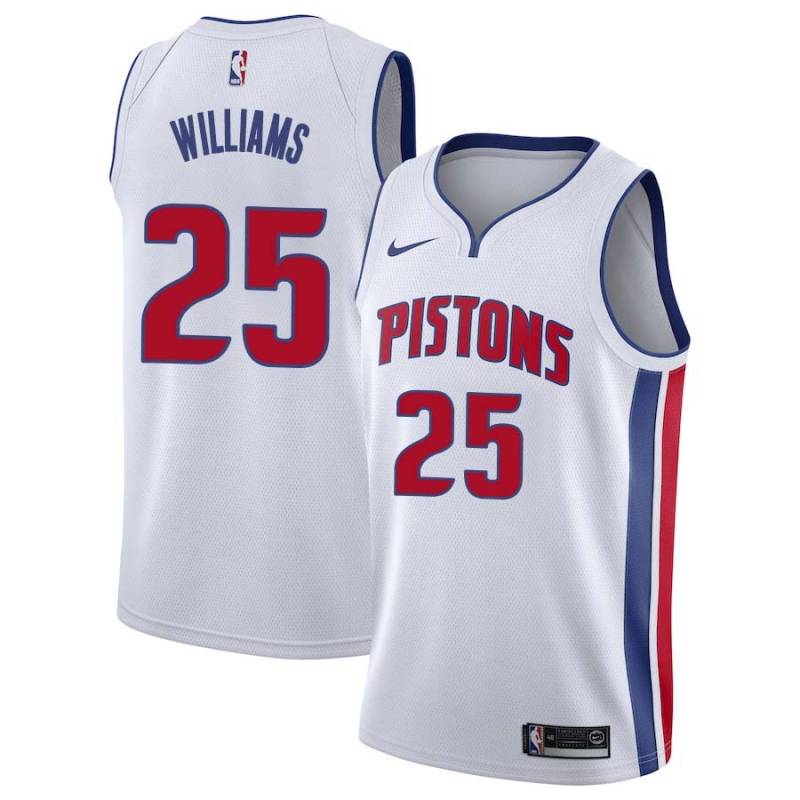 White Ward Williams Pistons #25 Twill Basketball Jersey FREE SHIPPING